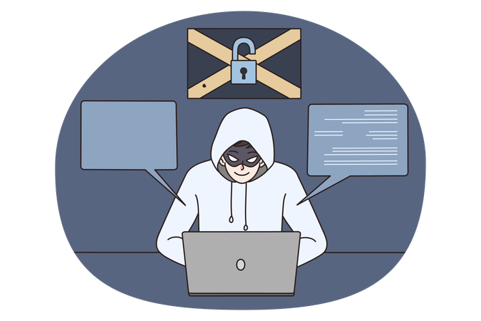 Male hacker steal personal data from computer  Illustration