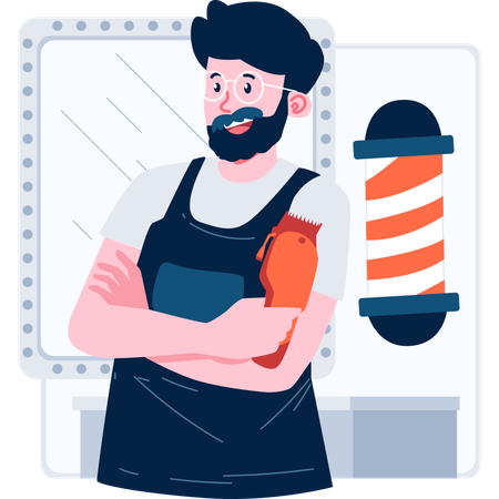 Male hairdresser in saloon  Illustration