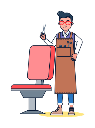 Male hairdresser ready for hair cut  Illustration