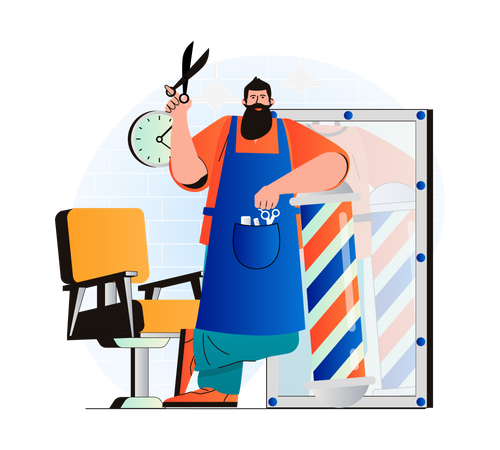 Male hairdresser ready for hair cut  Illustration