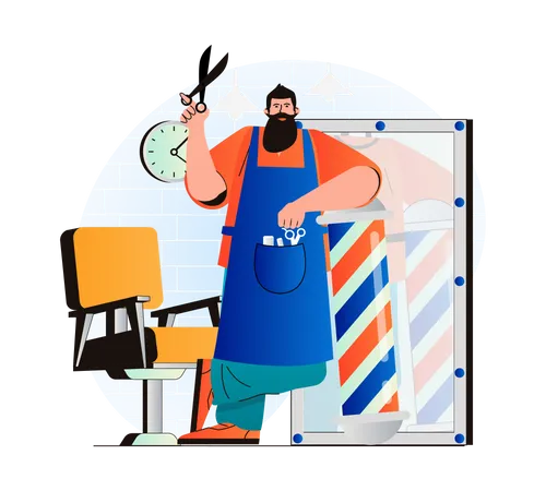 Male hairdresser ready for hair cut  Illustration