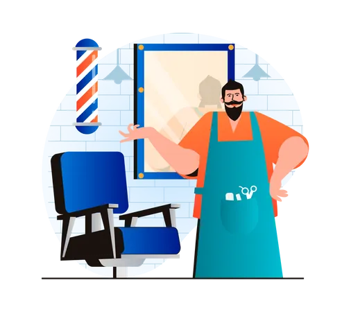 Male hairdresser ready for hair job  Illustration