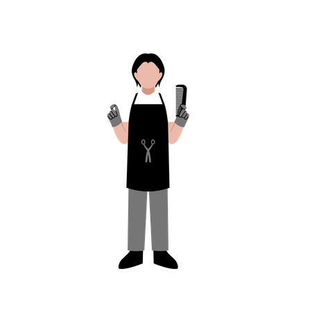 Male hairdresser ready for service  Illustration