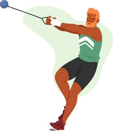 Shot Put Athlete Powerful And Precise Launches A Heavy Metal Ball With Controlled Force Showcasing Strength Technique And Determination In Each Explosive Throw Cartoon People Vector Illustration 일러스트레이션