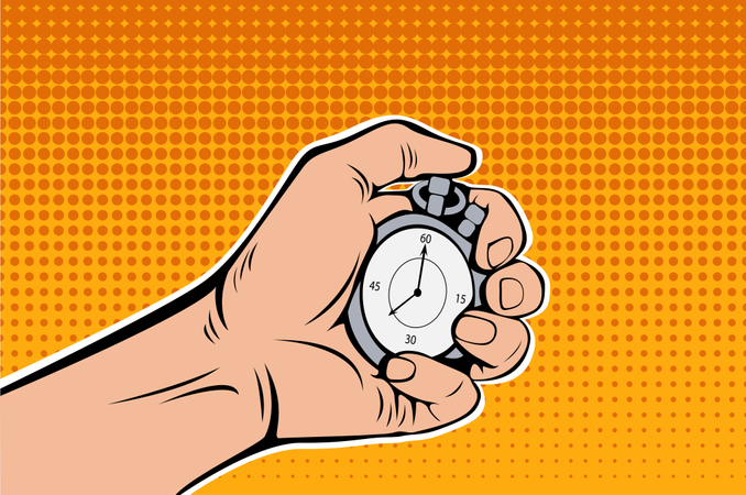 Male Hand Holding Stopwatch  Illustration