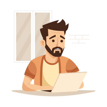 Male Having Chat Addiction  Illustration