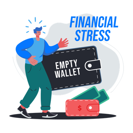 Male having Financial Stress  Illustration