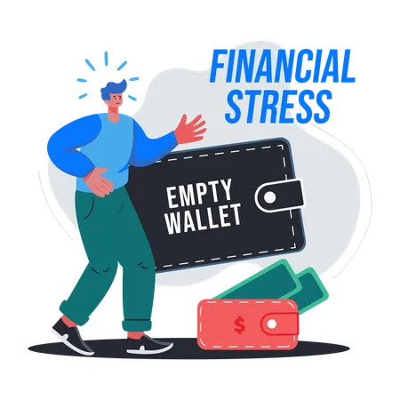 Male having Financial Stress  Illustration