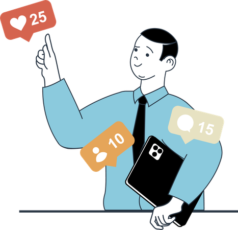 Male Having Internet Addiction  Illustration