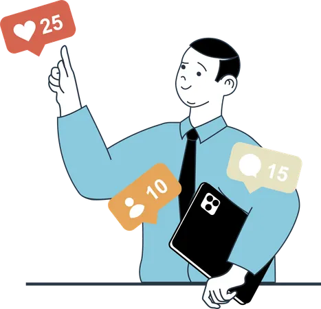 Male Having Internet Addiction  Illustration