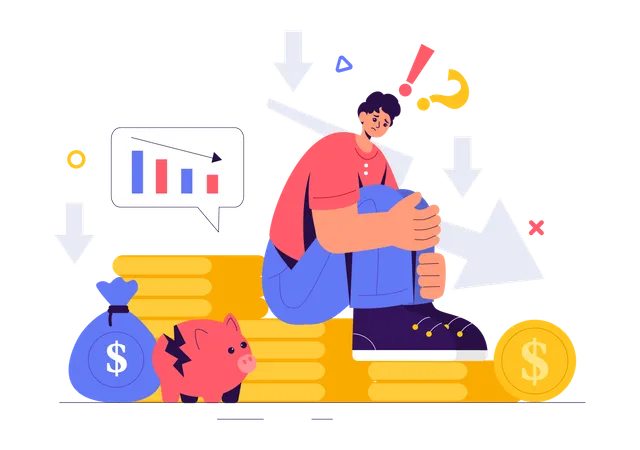 Male having investment loss  Illustration