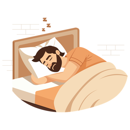 Male Having Sleeping Addiction  Illustration