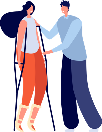 Male helping handicap female  Illustration