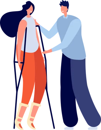 Male helping handicap female  Illustration