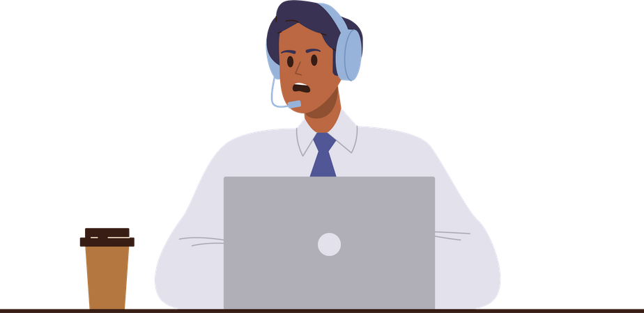 Male helpline operator  Illustration