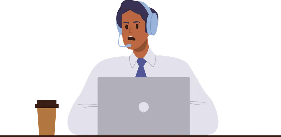 Male helpline operator  Illustration