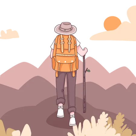 Male Hiker Illustration