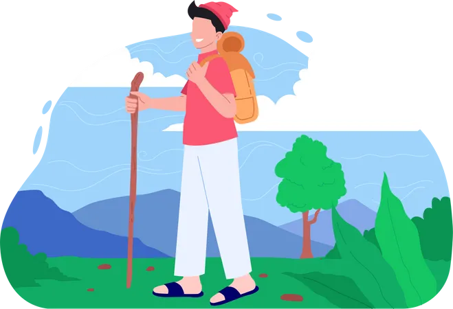 Male Hiker  Illustration