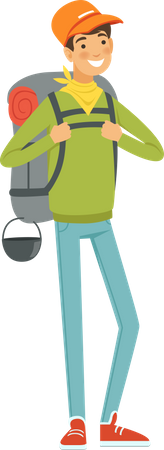 Male hiker with backpack  Illustration