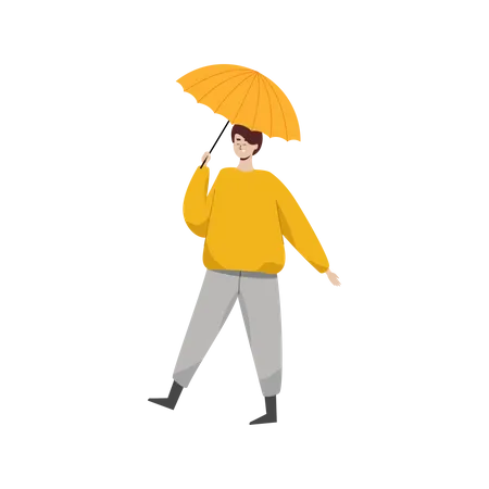 Male holding an umbrella Illustration