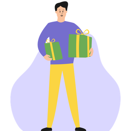 Male holding Giftbox  Illustration