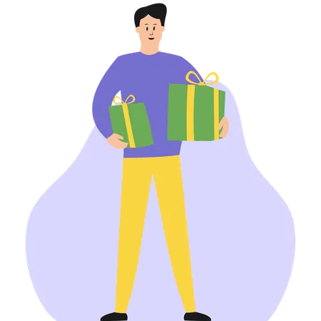 Male holding Giftbox  Illustration