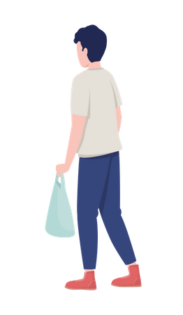 Male Holding Grocery Bag  Illustration