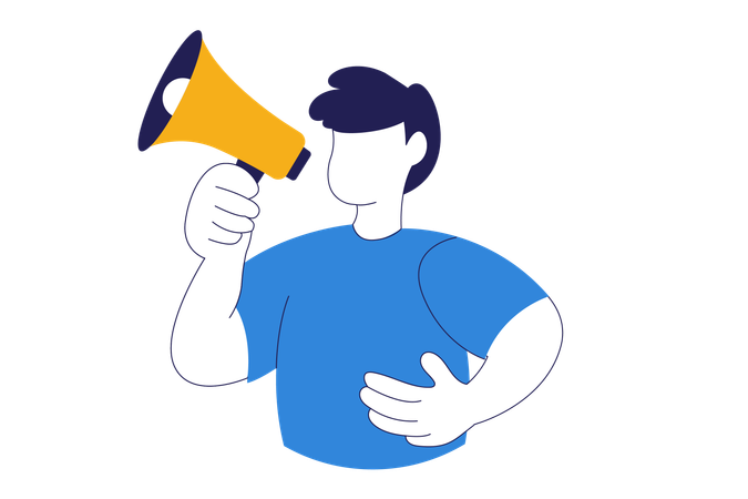 Male holding megaphone to make promotion  イラスト