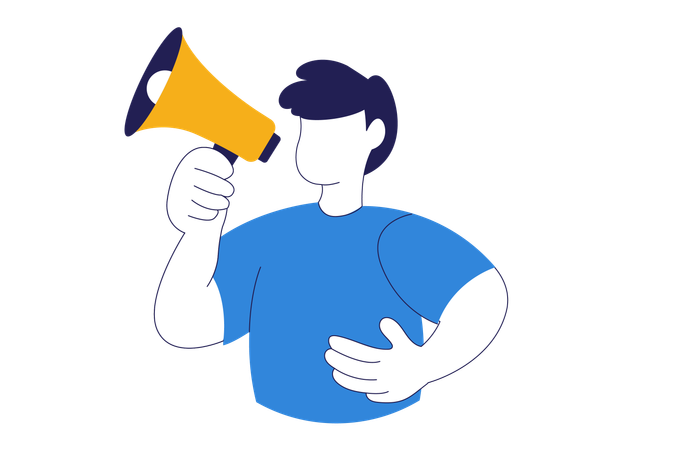 Male holding megaphone to make promotion  Illustration