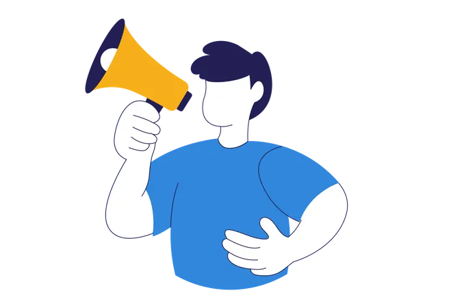 Male holding megaphone to make promotion  Illustration