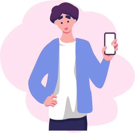 Male Holding Mobile  Illustration