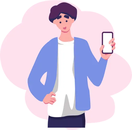 Male Holding Mobile  Illustration