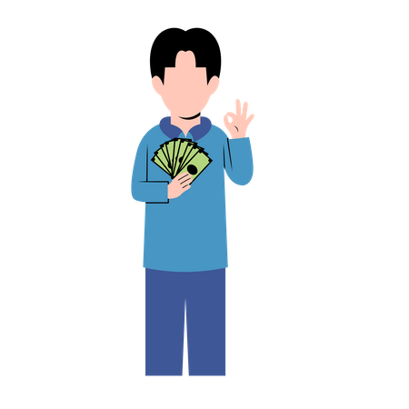 Male Holding Money  Illustration