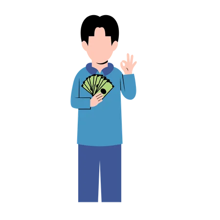 Male Holding Money  Illustration