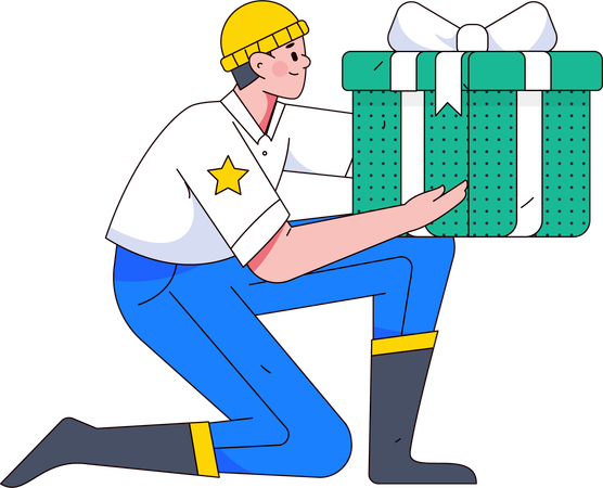 Male holding present box  Illustration