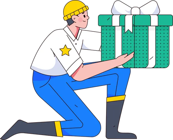 Male holding present box  Illustration