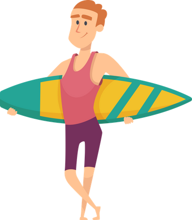 Male holding surfboard Illustration
