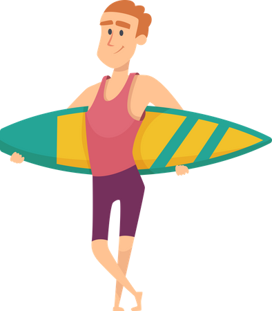 Male holding surfboard  Illustration