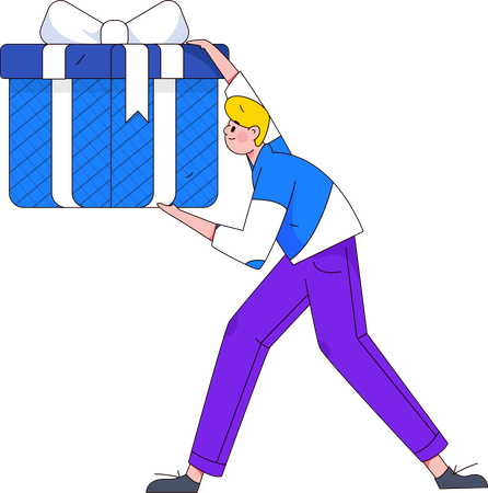 Male holding surprise box  Illustration