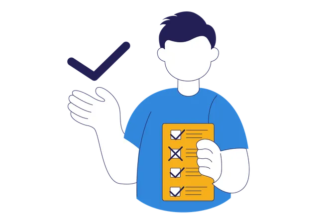 Male Character Holding To Do List Paper To Organize Schedule Illustration