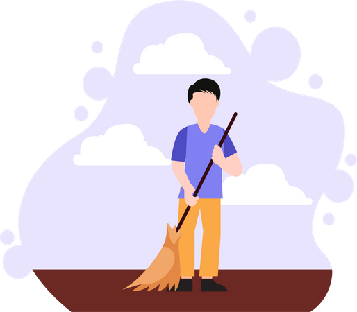 Male Home cleaner  Illustration