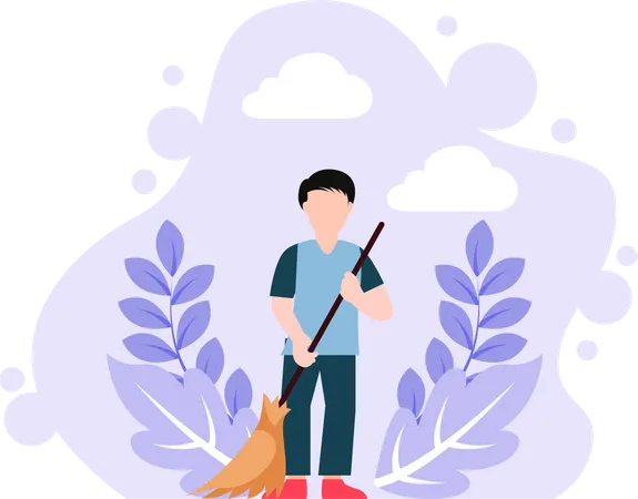 Male Home cleaner  Illustration