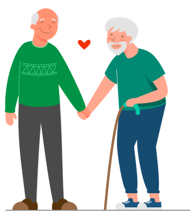 Male homosexual senior citizen couple  Illustration