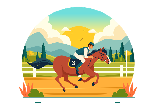 Male horse rider in Horse Racing Competition  イラスト