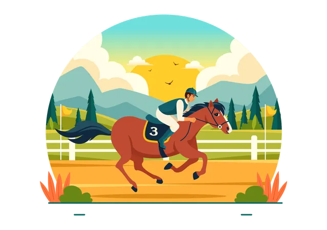 Male horse rider in Horse Racing Competition  イラスト