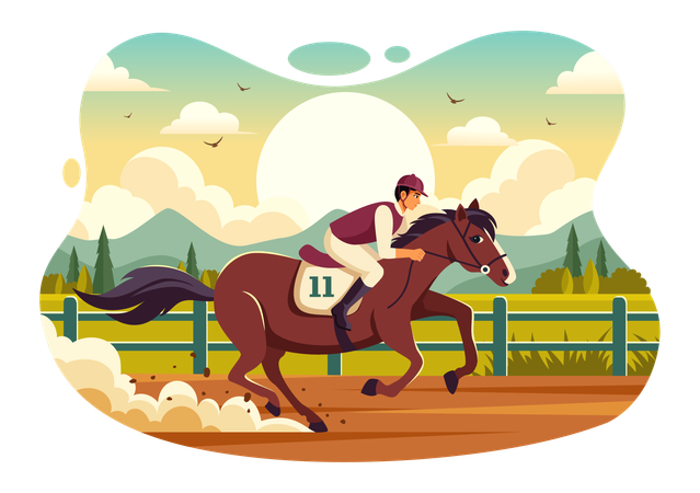 Male horse rider participate in Horse Racing Competition  Illustration