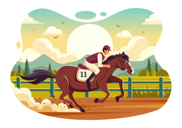 Male horse rider participate in Horse Racing Competition  イラスト