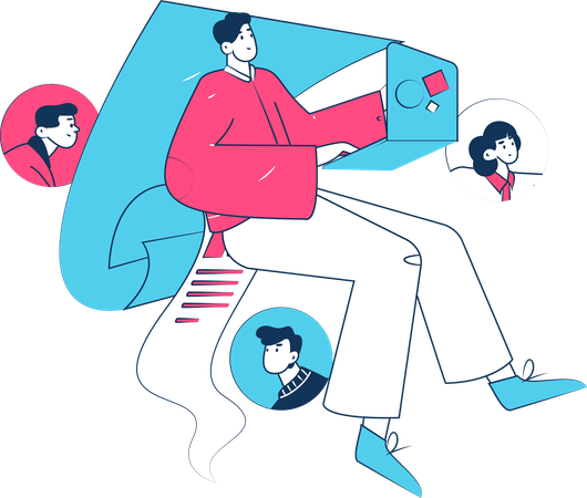 Male HR sending letter to the employees  Illustration