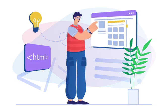 Male HTML developer  Illustration