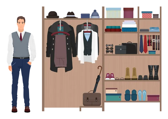 Male in Clothes Shop  Illustration